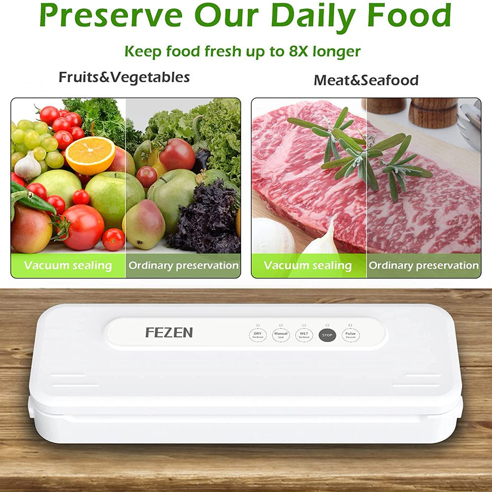 Vacuum Sealer Machine, Dry/Moist Automatic Food Sealer, Compact Air Sealer Machine, White