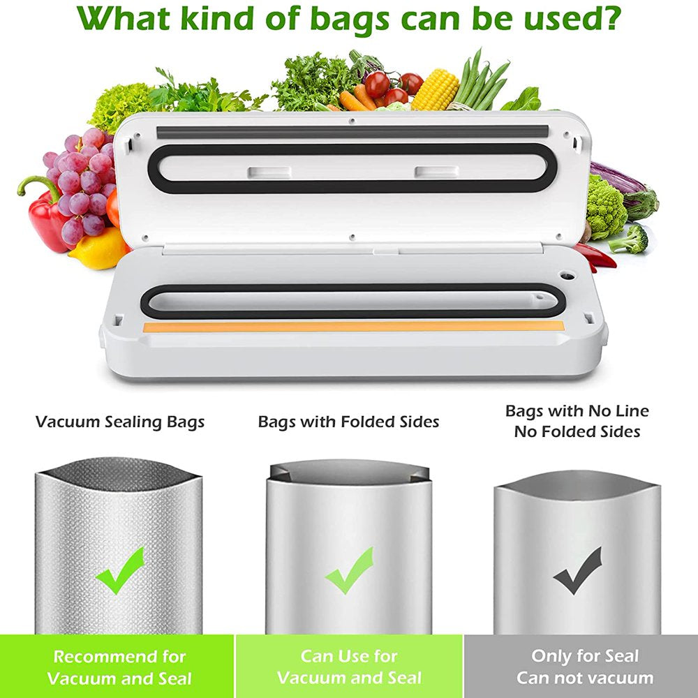 Vacuum Sealer Machine, Dry/Moist Automatic Food Sealer, Compact Air Sealer Machine, White