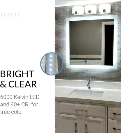 LED Bathroom Mirror with Lights - Side Lit Rectangular Mirror for Vanity, Bedroom or Shower - anti Fog & Wall-Mounted - Modern Home Decor (22" Wide X 62" Tall)