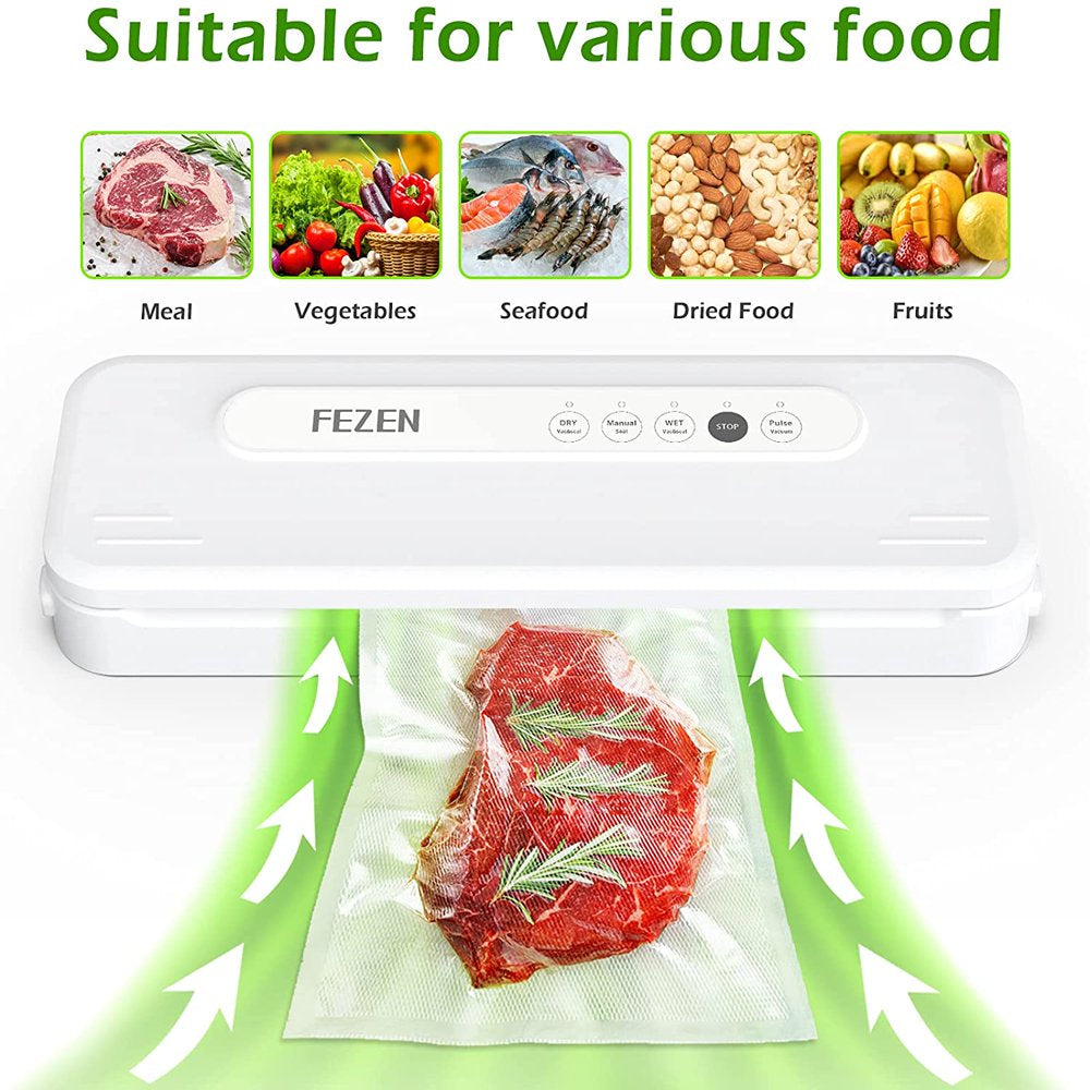 Vacuum Sealer Machine, Dry/Moist Automatic Food Sealer, Compact Air Sealer Machine, White