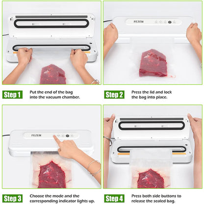 Vacuum Sealer Machine, Dry/Moist Automatic Food Sealer, Compact Air Sealer Machine, White